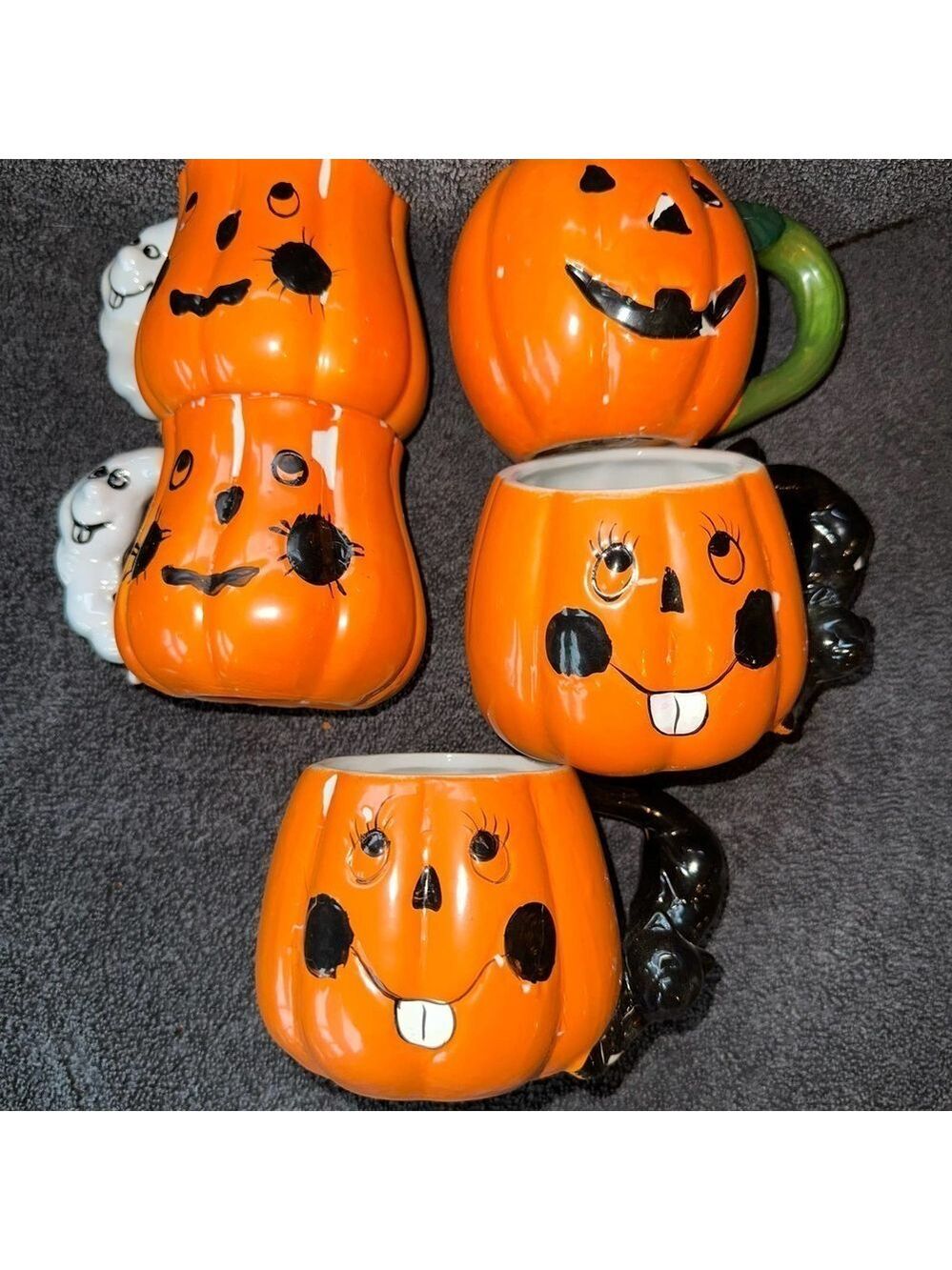 Vintage 1996 Halloween Decorative Teacups Jack-O-lanterns Set Of 5 - Picture 2 of 8